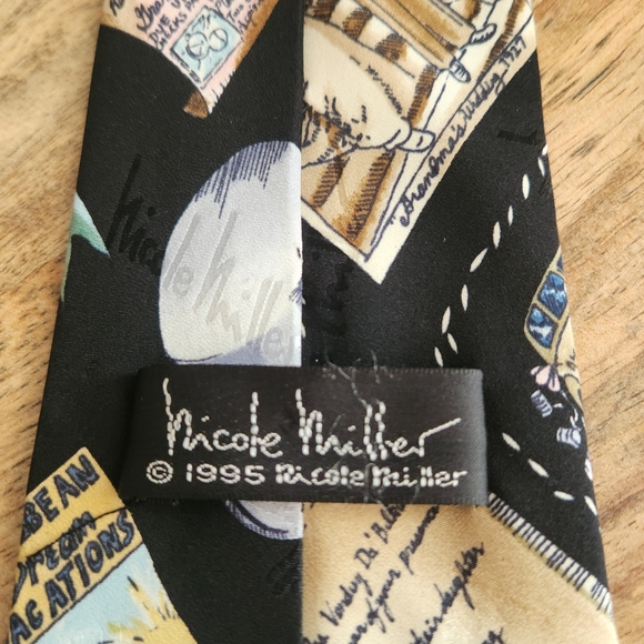 Elegant Vintage Nicole Miller Black Artistic Wedding Tie 100% Silk - Picture 6 of 13